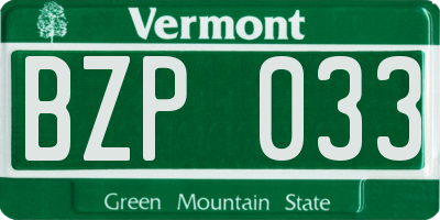 VT license plate BZP033