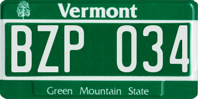 VT license plate BZP034