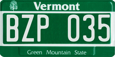 VT license plate BZP035
