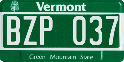 VT license plate BZP037