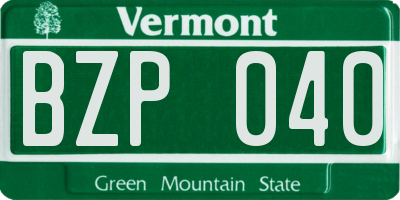 VT license plate BZP040