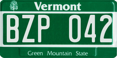 VT license plate BZP042