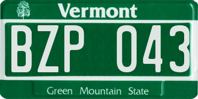 VT license plate BZP043