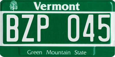 VT license plate BZP045