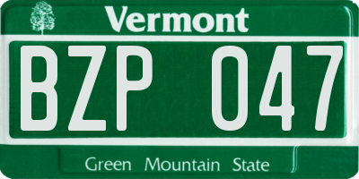 VT license plate BZP047