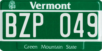 VT license plate BZP049