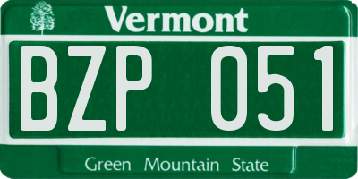 VT license plate BZP051