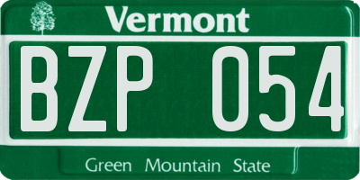 VT license plate BZP054