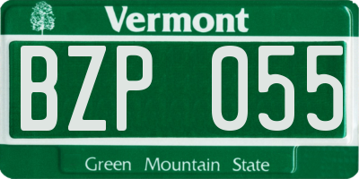 VT license plate BZP055