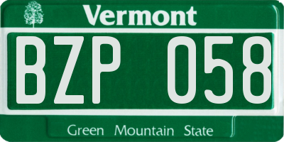 VT license plate BZP058