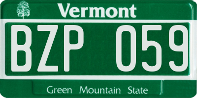VT license plate BZP059
