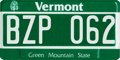 VT license plate BZP062