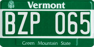 VT license plate BZP065