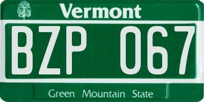 VT license plate BZP067