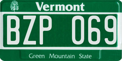 VT license plate BZP069