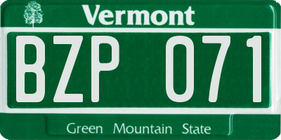 VT license plate BZP071