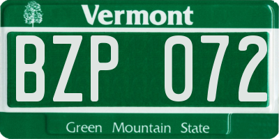 VT license plate BZP072