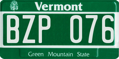 VT license plate BZP076