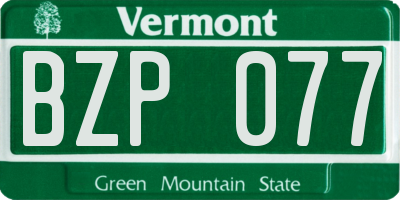 VT license plate BZP077