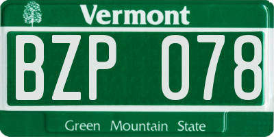VT license plate BZP078