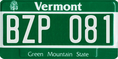 VT license plate BZP081
