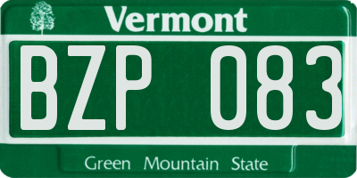 VT license plate BZP083