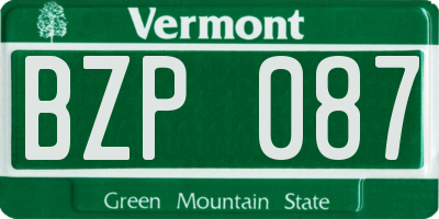 VT license plate BZP087