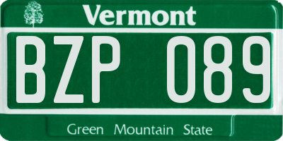 VT license plate BZP089