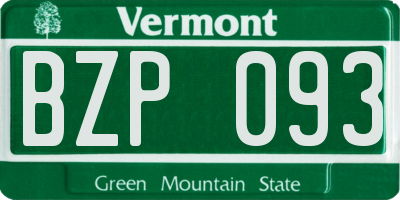 VT license plate BZP093