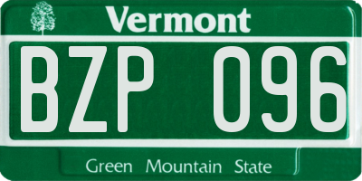 VT license plate BZP096