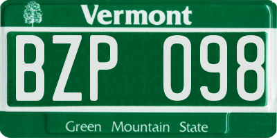 VT license plate BZP098