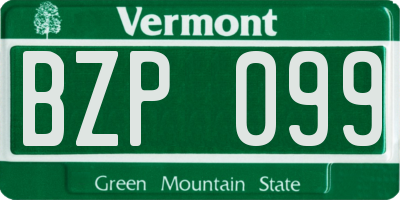 VT license plate BZP099