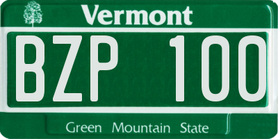 VT license plate BZP100