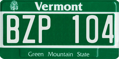 VT license plate BZP104