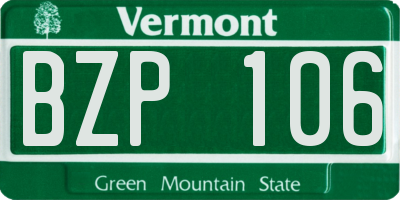 VT license plate BZP106