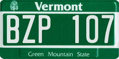 VT license plate BZP107