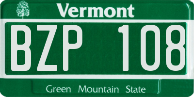 VT license plate BZP108