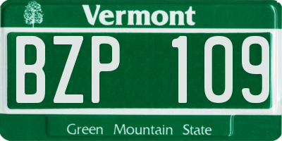 VT license plate BZP109