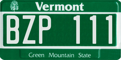 VT license plate BZP111