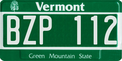 VT license plate BZP112
