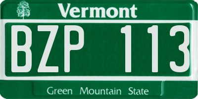 VT license plate BZP113