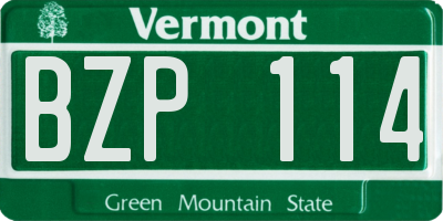 VT license plate BZP114
