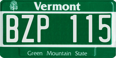 VT license plate BZP115