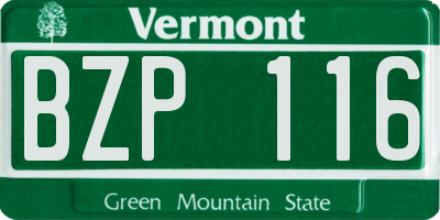 VT license plate BZP116