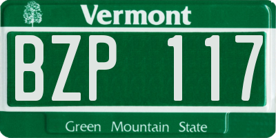 VT license plate BZP117