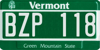 VT license plate BZP118
