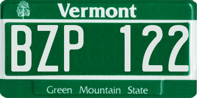 VT license plate BZP122
