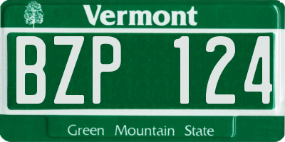 VT license plate BZP124
