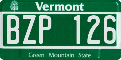 VT license plate BZP126