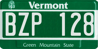 VT license plate BZP128